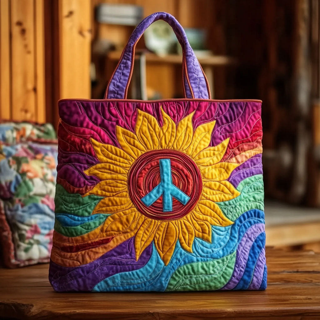 Happy Heart Sunflower WN0901037CL Quilted Tote Bag