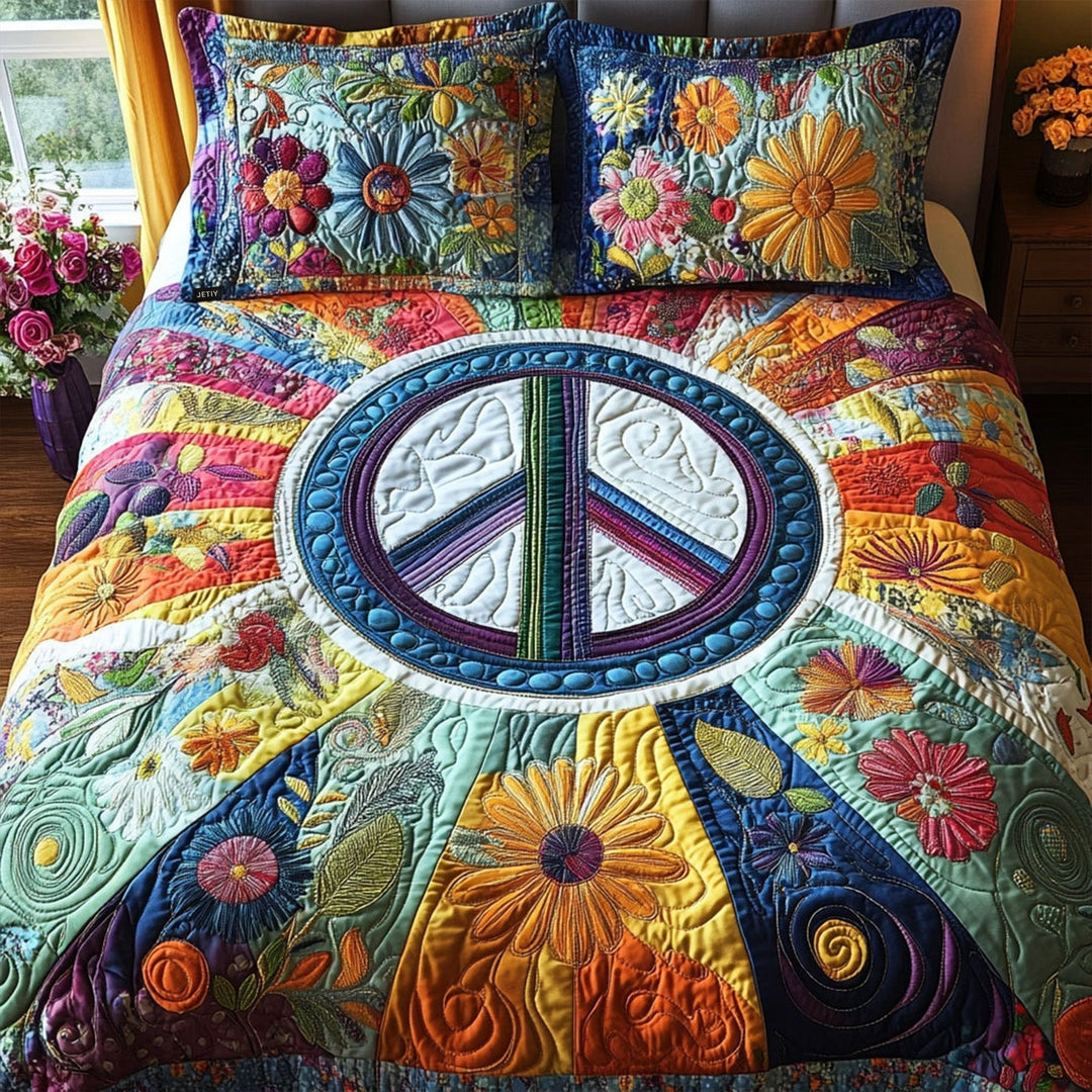 70s Vibe 3-Piece Quilted Bedding Set NCU0PT4637