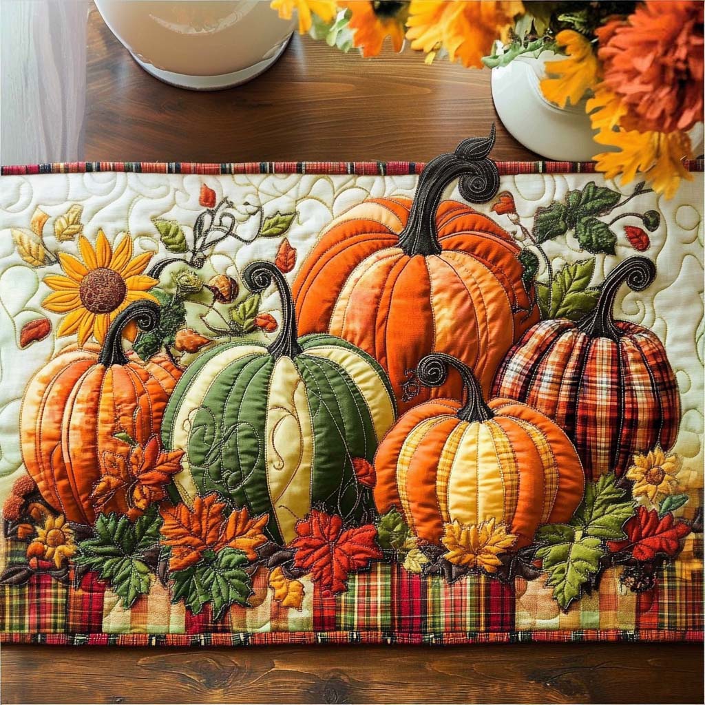 Amber Fall Glow Quilted Table Runner NCU0NT8839