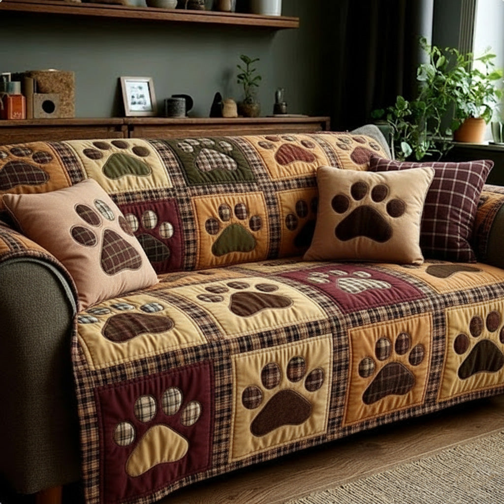 Autumn Harvest Love Paw Quilted Sofa Cover NCU0NT11533