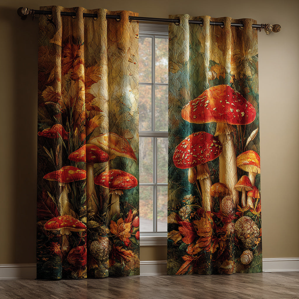 Autumn Mushroom Forest Quilted Curtains NCU0HH1489