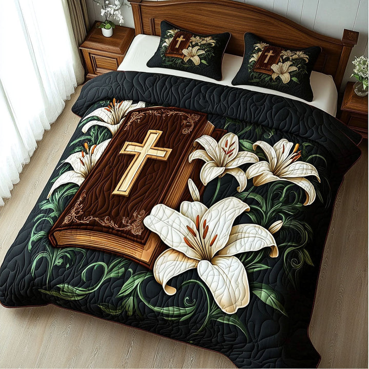 Cross 3-Piece Quilted Bedding Set NCU0VT189