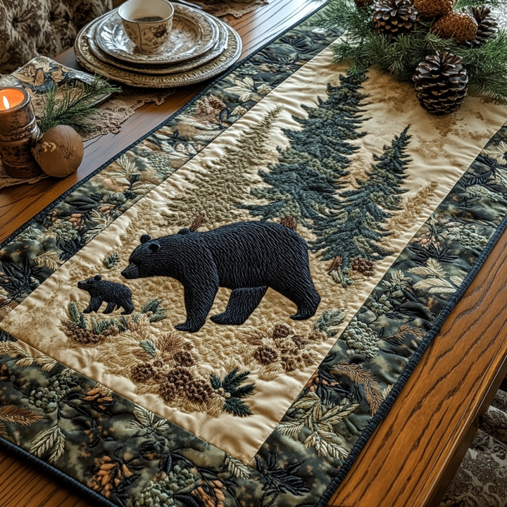 Black Bear Quilted Table Runner NCU0VT140