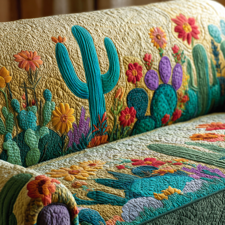 Cactus Sunset Quilted Sofa Cover NCU0DK10840