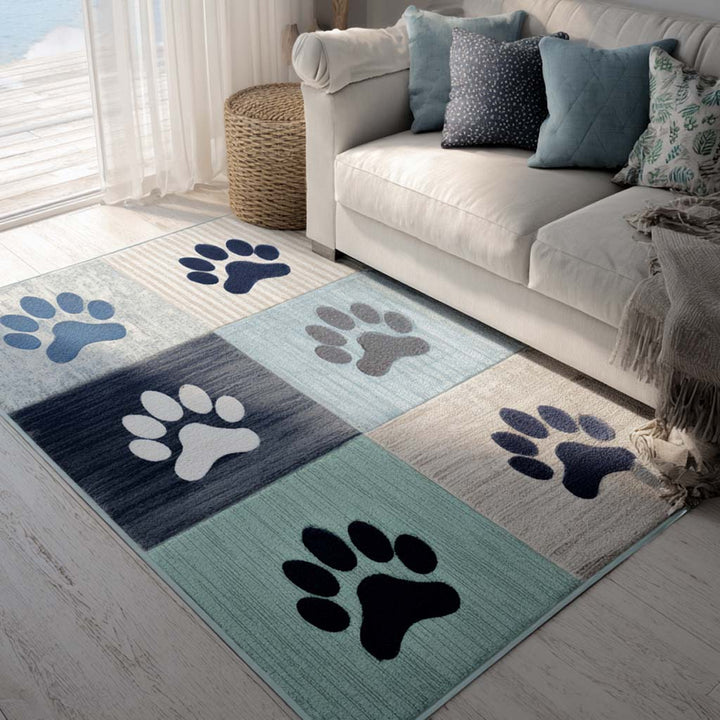 Coastal Blue Paw Area Rug NCU0XD2194