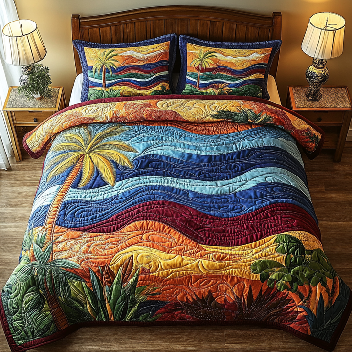 Coastal Breeze 3-Piece Quilted Bedding Set NCU0DV4318