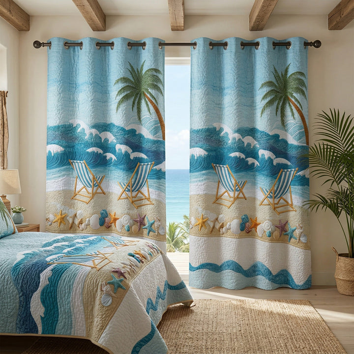 Coastal Rest Quilted Curtains NCU0PT11650