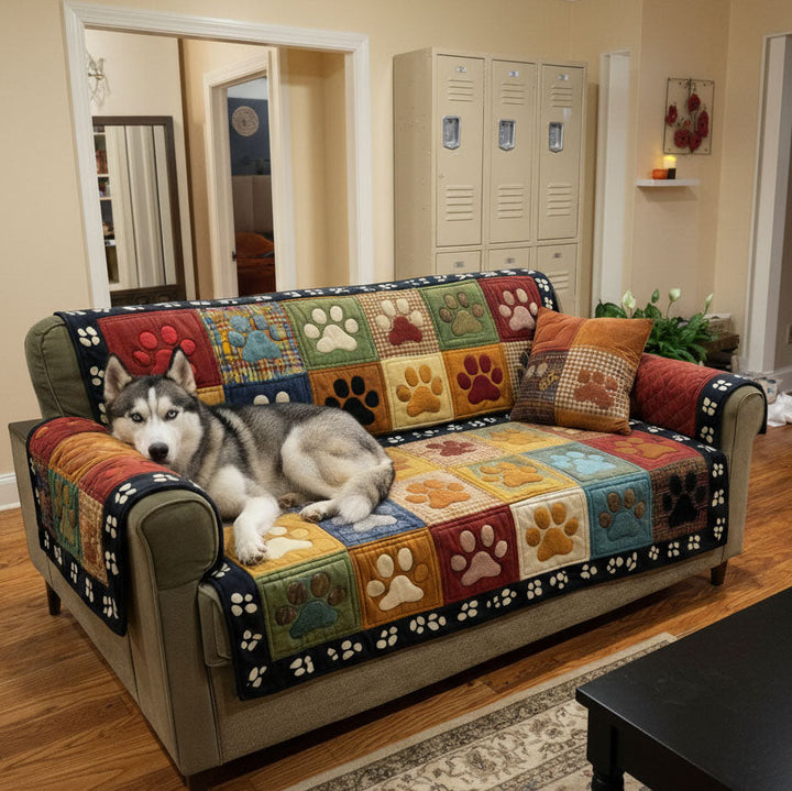 Colorful Paw Patchwork Quilted Sofa Cover NCU0TV871