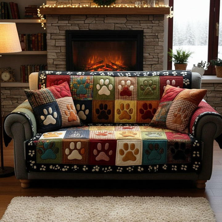 Colorful Paw Patchwork Quilted Sofa Cover NCU0TV871