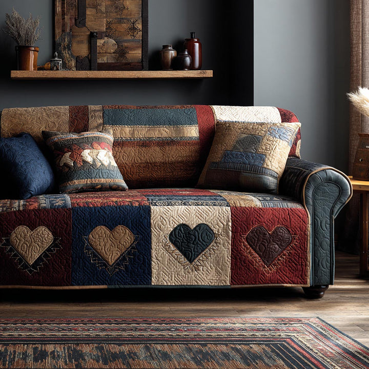 Heart Quilted Sofa Cover NCU0VT371