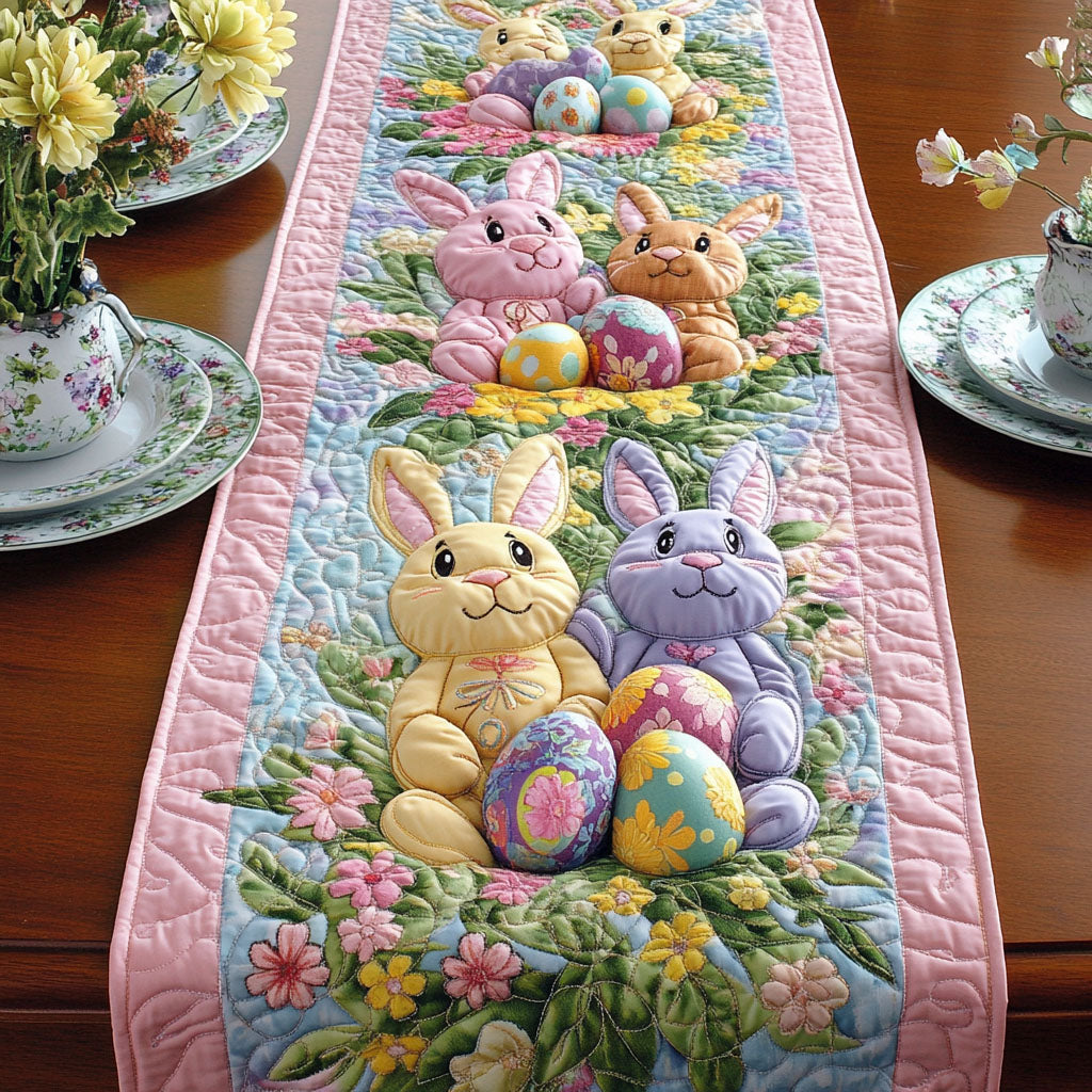 Cozy Easter Bunny Quilted Table Runner NCU0TD2279