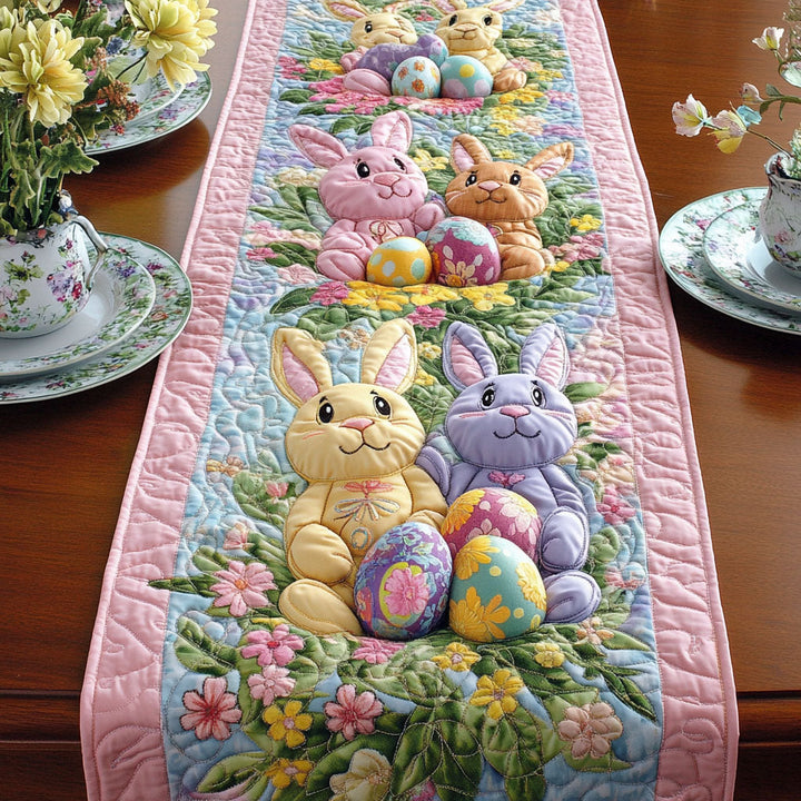 Cozy Easter Bunny Quilted Table Runner NCU0TD2279