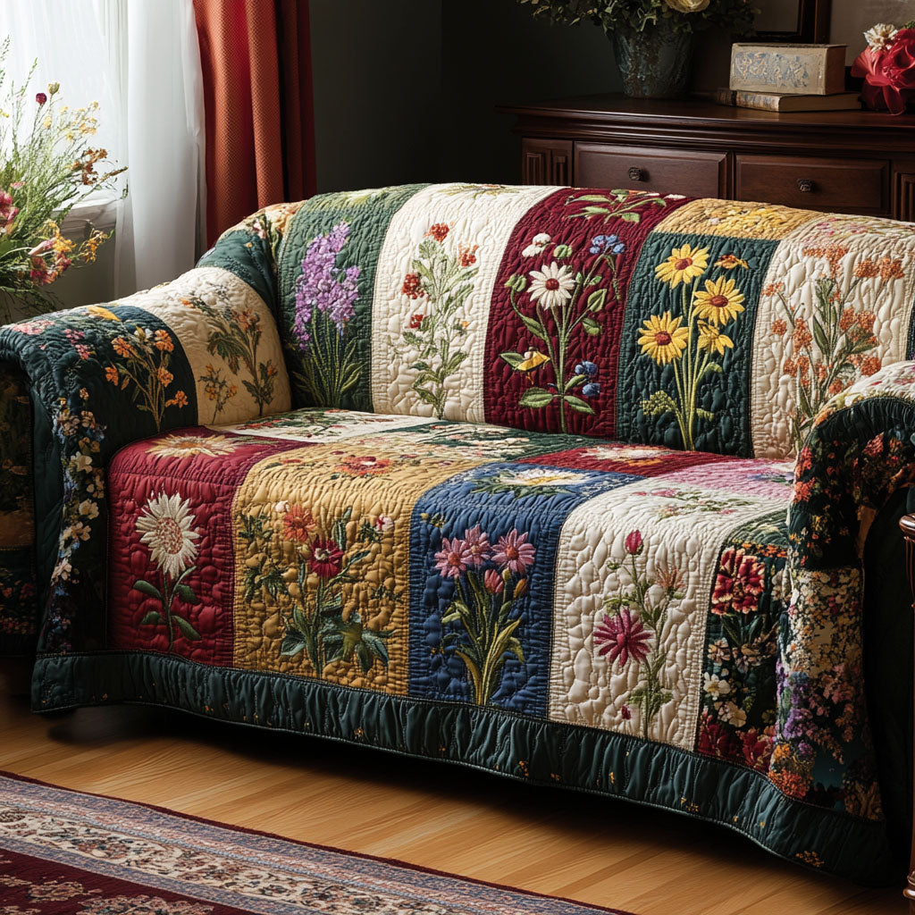 Cozy Garden Quilted Sofa Cover NCU0DK11954