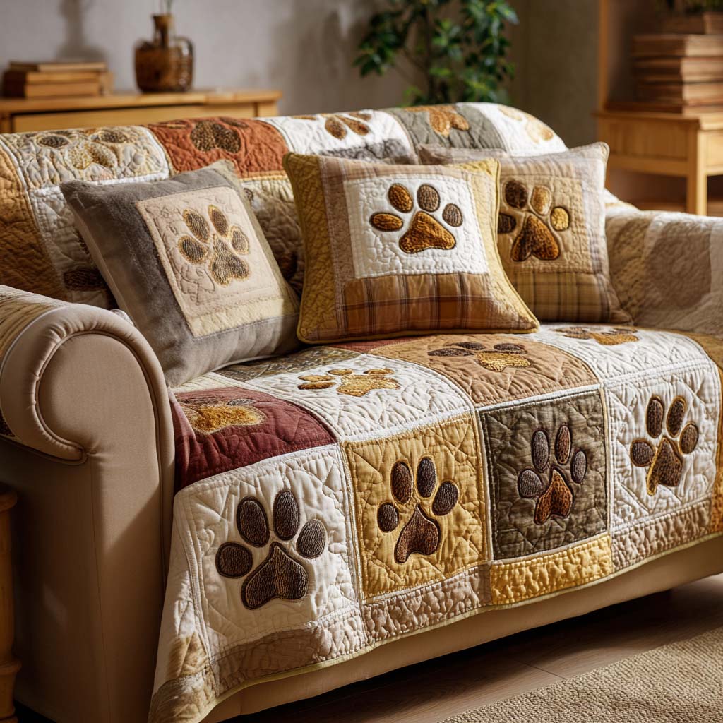 Cozy Paw Quilted Sofa Cover NCU0NT11722