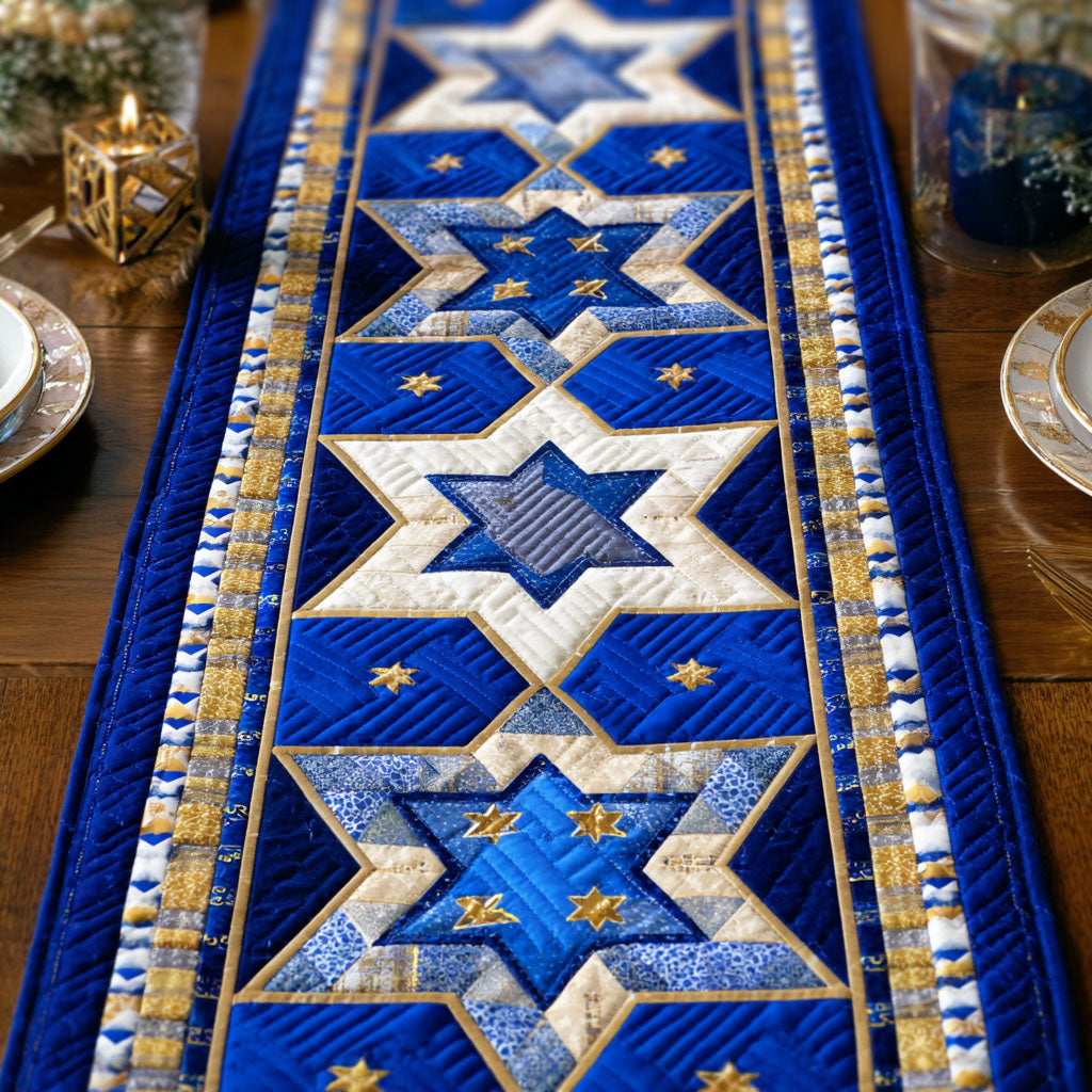 Star Of David Quilted Table Runner NCU0VT367
