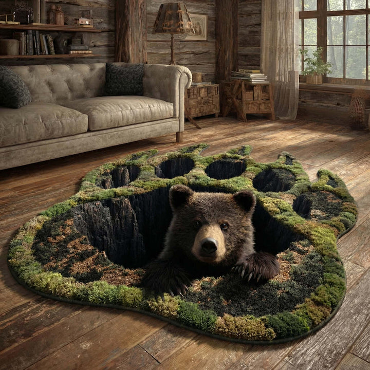 Deepwood Bear Custom Shape Area Rug NCU0HH1967