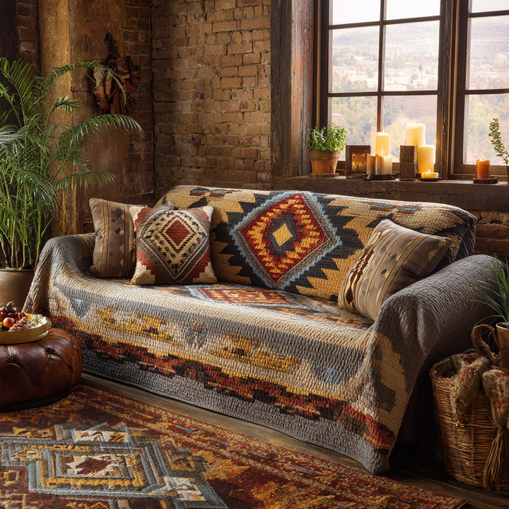 Desert Flame Quilted Sofa Cover NCU0DK10830