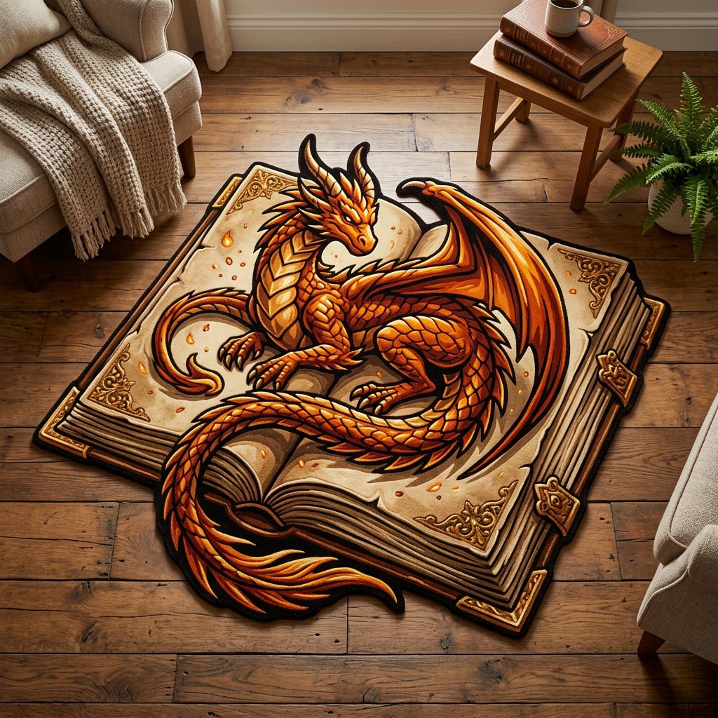 Dragon Library Custom Shape Area Rug NCU0TD2647