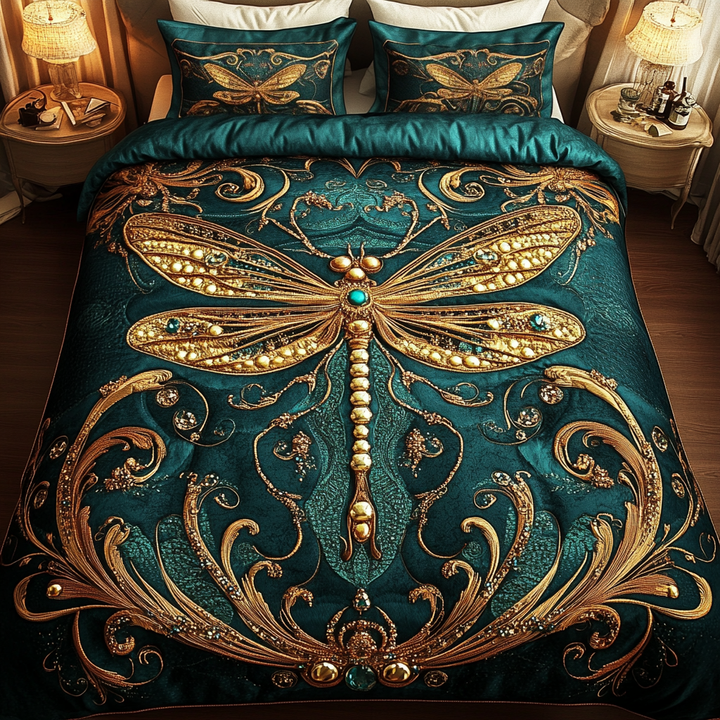 Dragonfly Dream 3-Piece Quilted Bedding Set NCU0VH1176