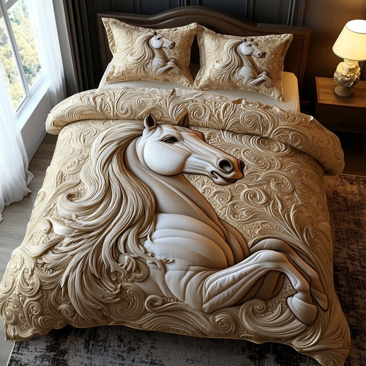 Horse 3-Piece Quilted Bedding Set NCU0VT241
