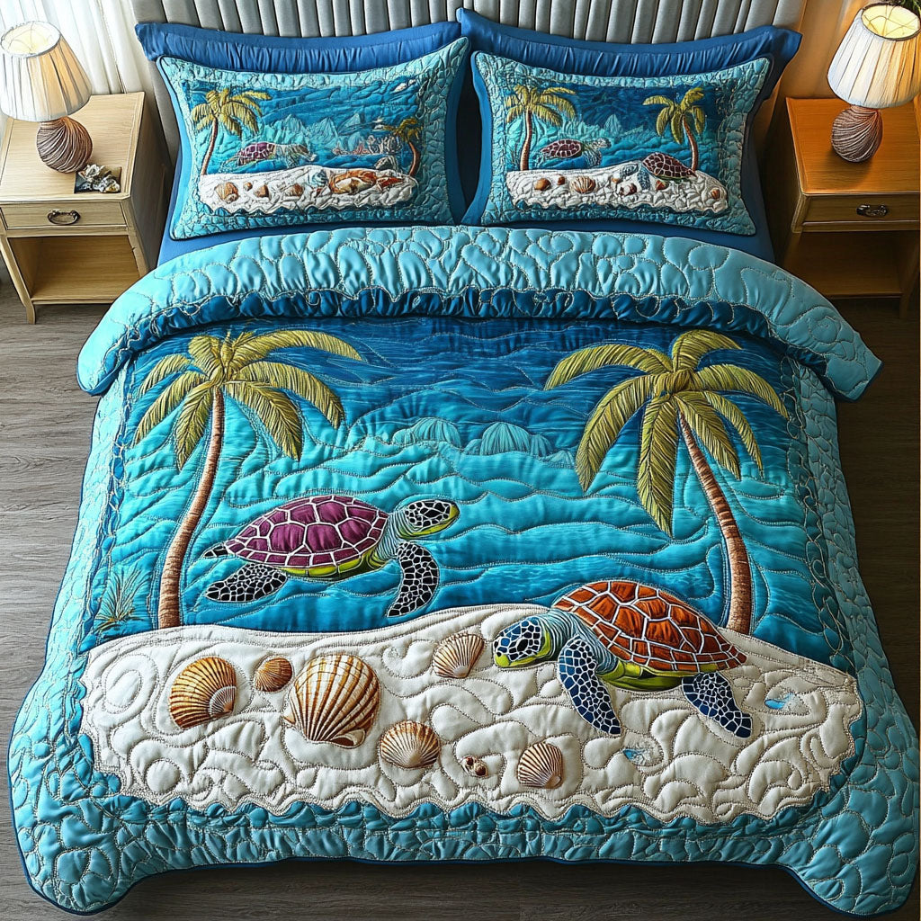Turtle 3-Piece Quilted Bedding Set NCU0VT170
