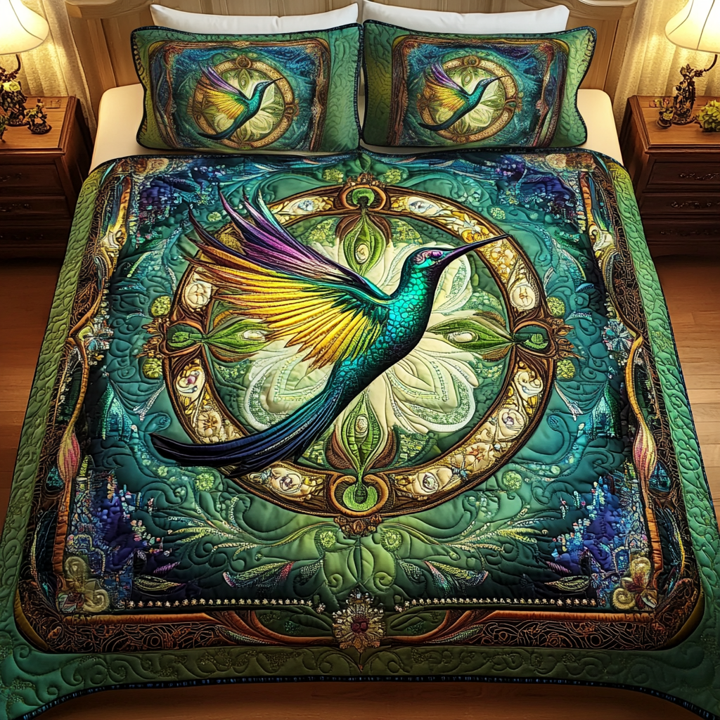 Emerald Dreams 3-Piece Quilted Bedding Set NCU0VH1217