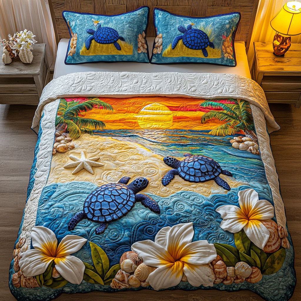 Turtle 3-Piece Quilted Bedding Set NCU0VT170