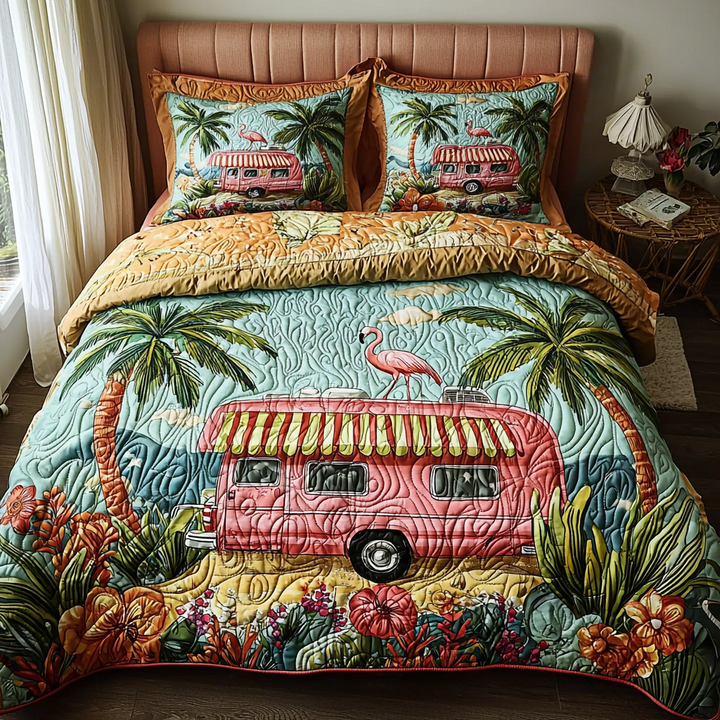 Flamingo 3-Piece Quilted Bedding Set NCU0VT166