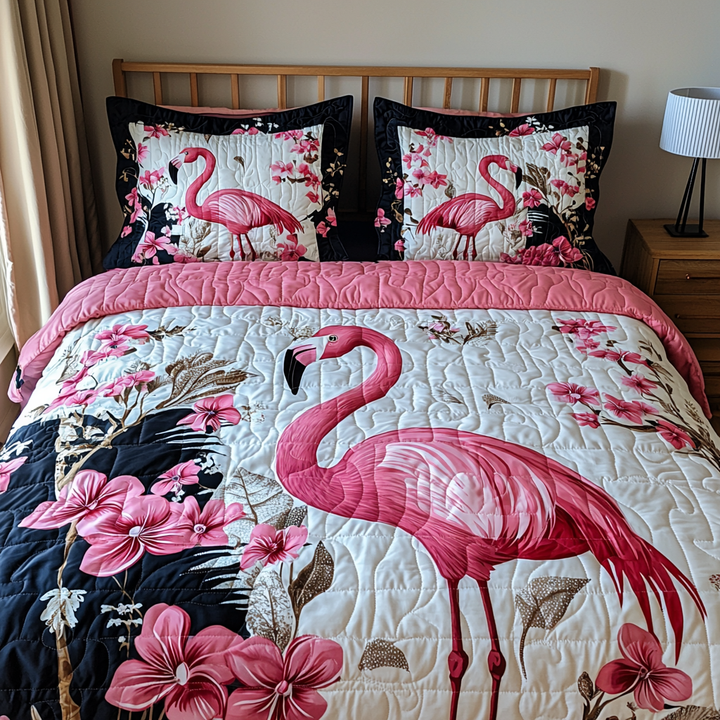 Flamingo 3-Piece Quilted Bedding Set NCU0VT166