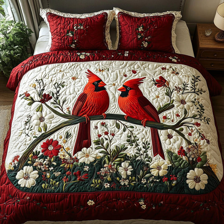 Forever Cardinal 3-Piece Quilted Bedding Set NCU0DV6677