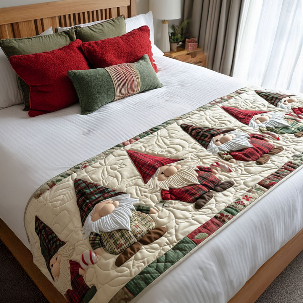 Gnome for the Holidays Quilted Bed Runner NCU0PT8985