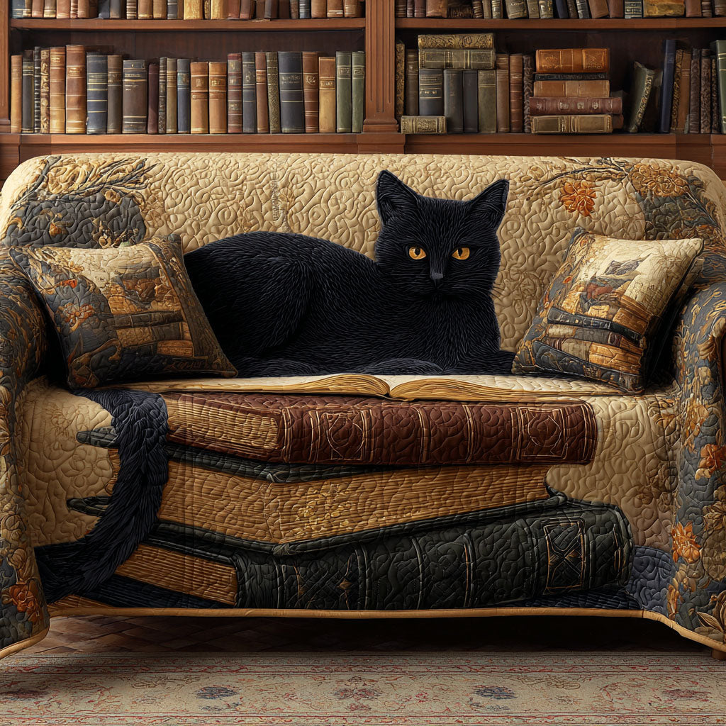 Golden Whiskers Quilted Sofa Cover NCU0TV758