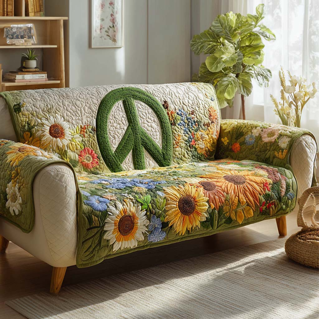 Green Meadow Harmony Quilted Sofa Cover NCU0XD1257