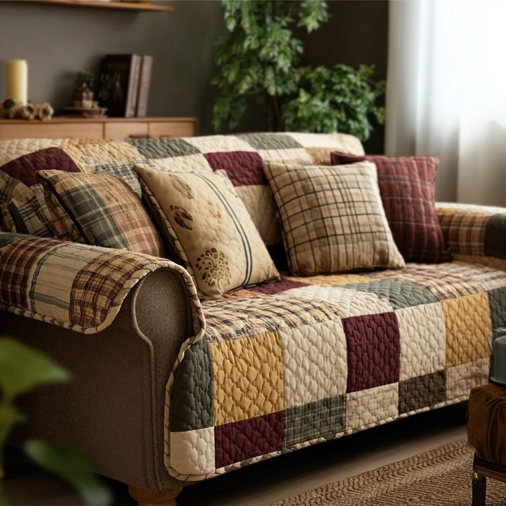 Harvest Plaid Quilted Sofa Cover NCU0NT11986