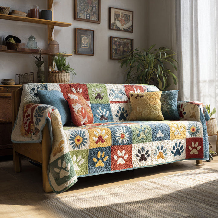Paw Quilted Sofa Cover NCU0VT363