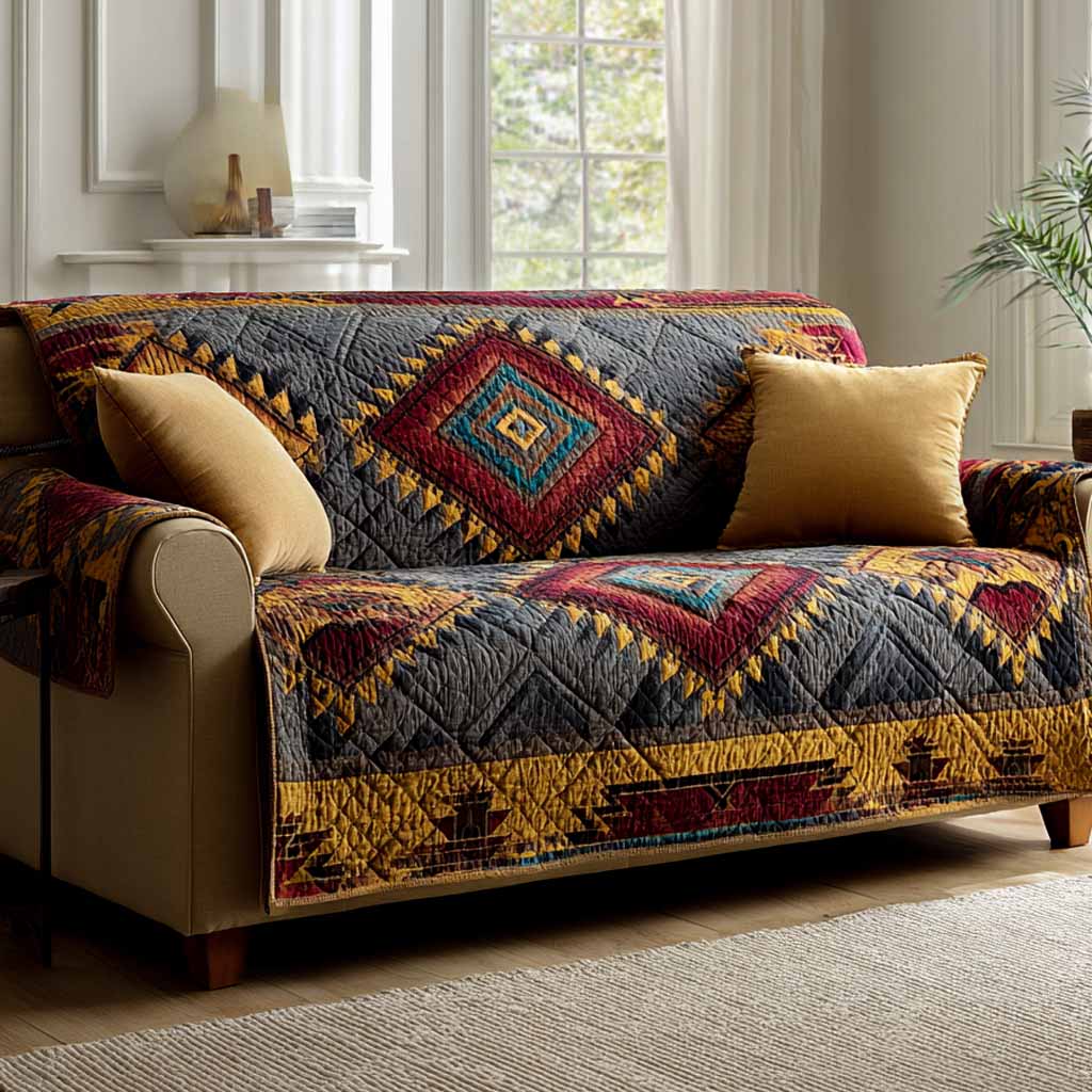 Heritage Diamonds Quilted Sofa Cover NCU0XD2423
