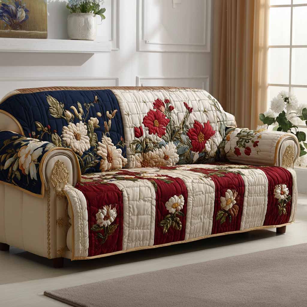 Heritage Flower Quilted Sofa Cover NCU0XD2301