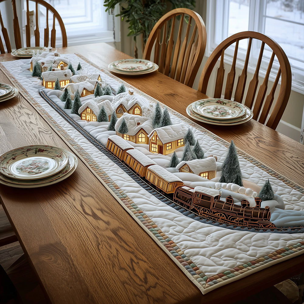 Winter Train Quilted Table Runner NCU0VT299