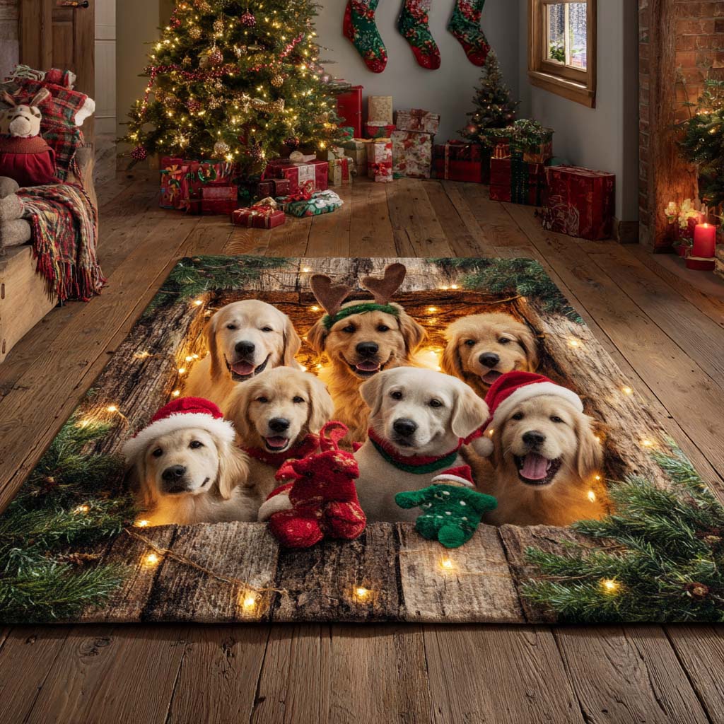 Christmas Golden Retriever Area Rug NCU0VT319