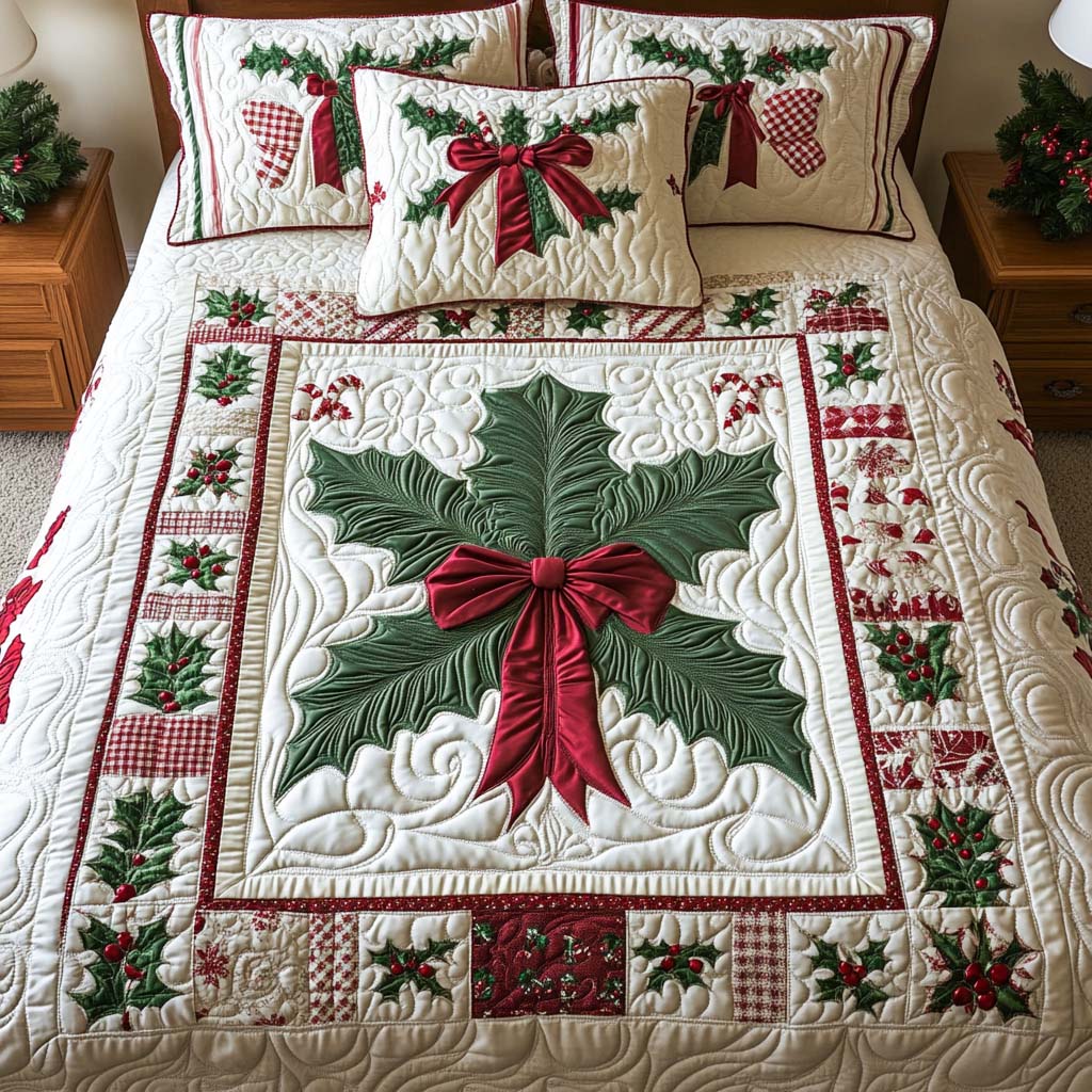 Christmas 3-Piece Quilted Bedding Set NCU0VT261