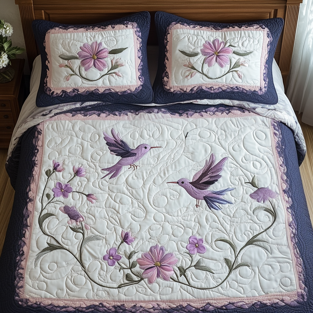 Humming Harmony 3-Piece Quilted Bedding Set NCU0DV2008