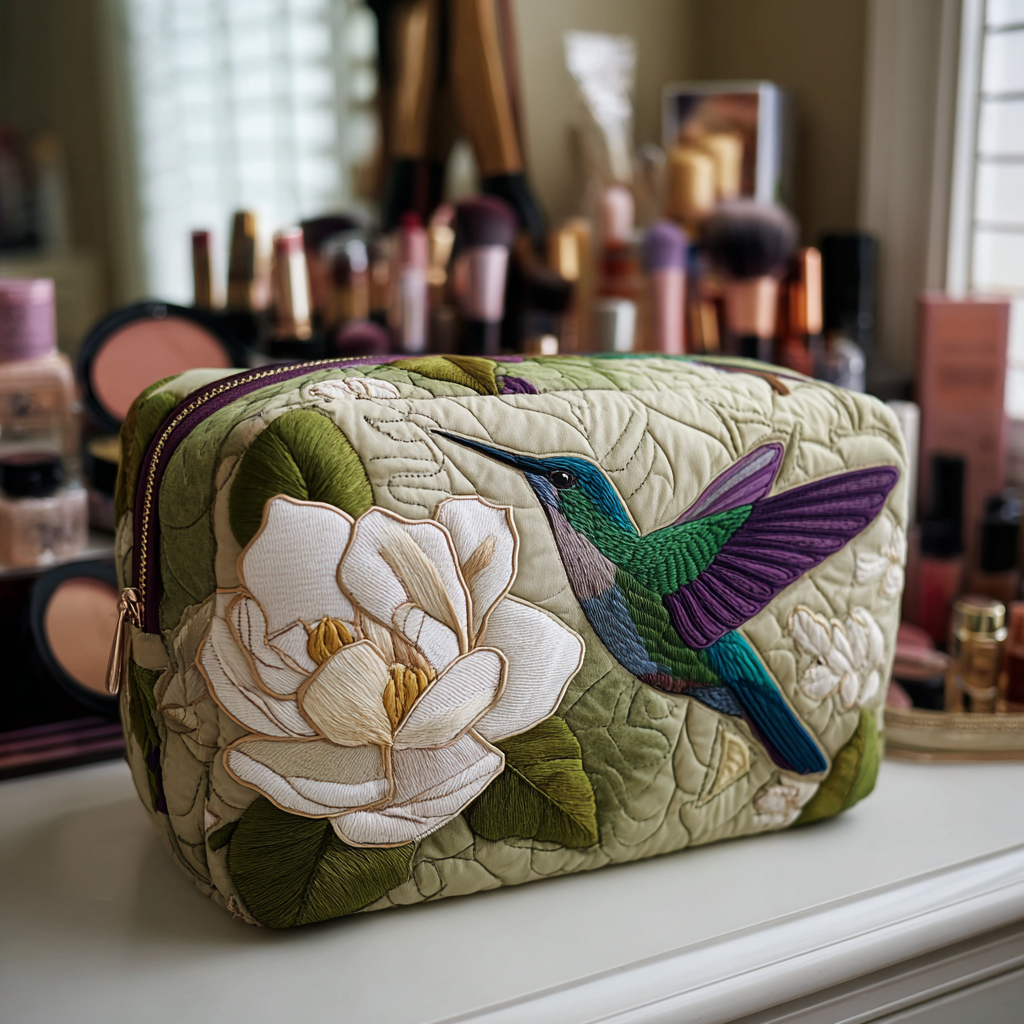 Hummingbird Meadow Quilted Makeup Bag NCU0DK10216