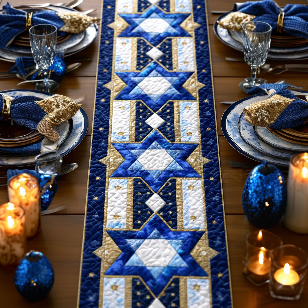 Star Of David Quilted Table Runner NCU0VT367
