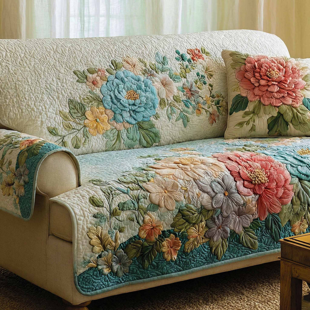 Ivory Garden Quilted Sofa Cover NCU0XD2438