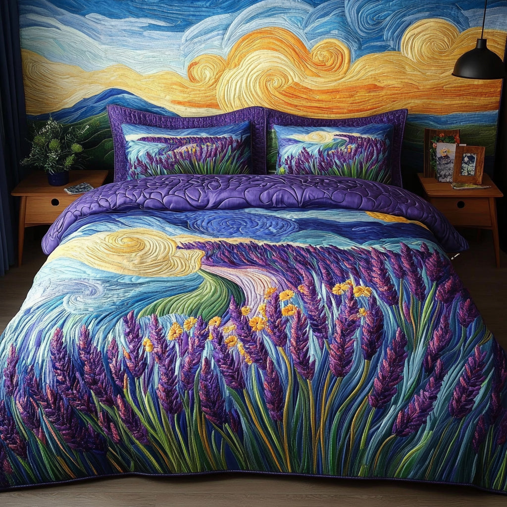 Lavender 3-Piece Quilted Bedding Set NCU0VT149
