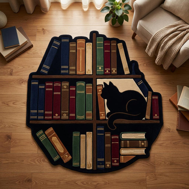 Library Cat Custom Shape Area Rug NCU0TD2645