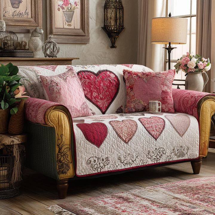 Heart Quilted Sofa Cover NCU0VT371