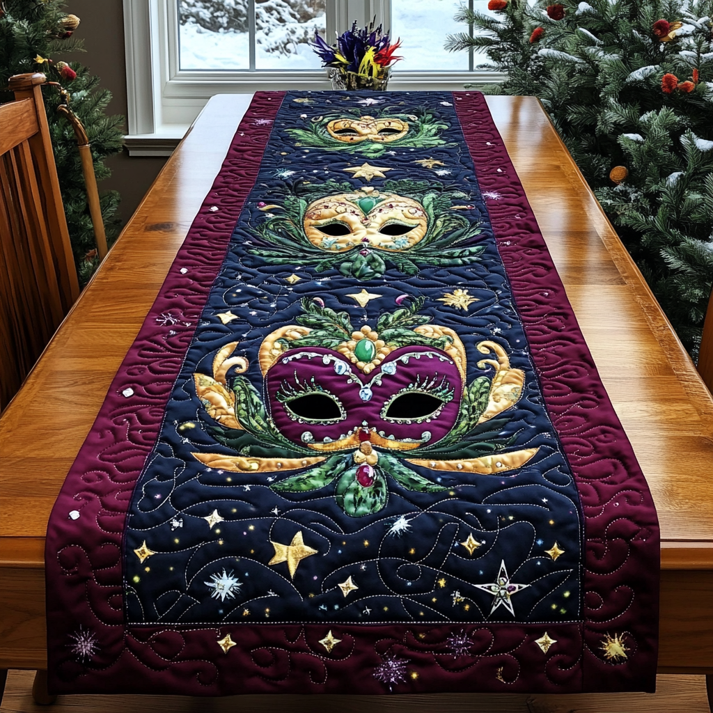 Mardi Gras Quilted Table Runner NCU0VT111