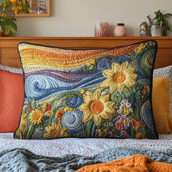 Sunflower Dream Quilted Bedding Pillow Case NCU0VH4631