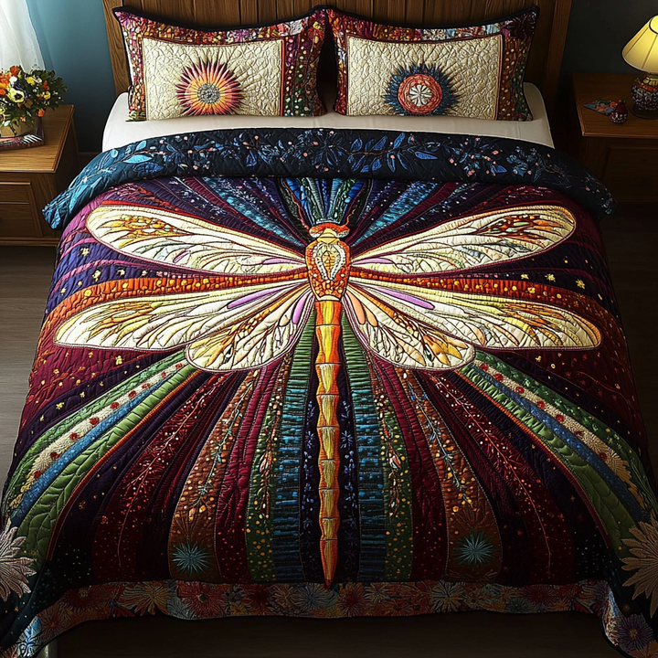 Dragonfly 3-Piece Quilted Bedding Set NCU0VT155